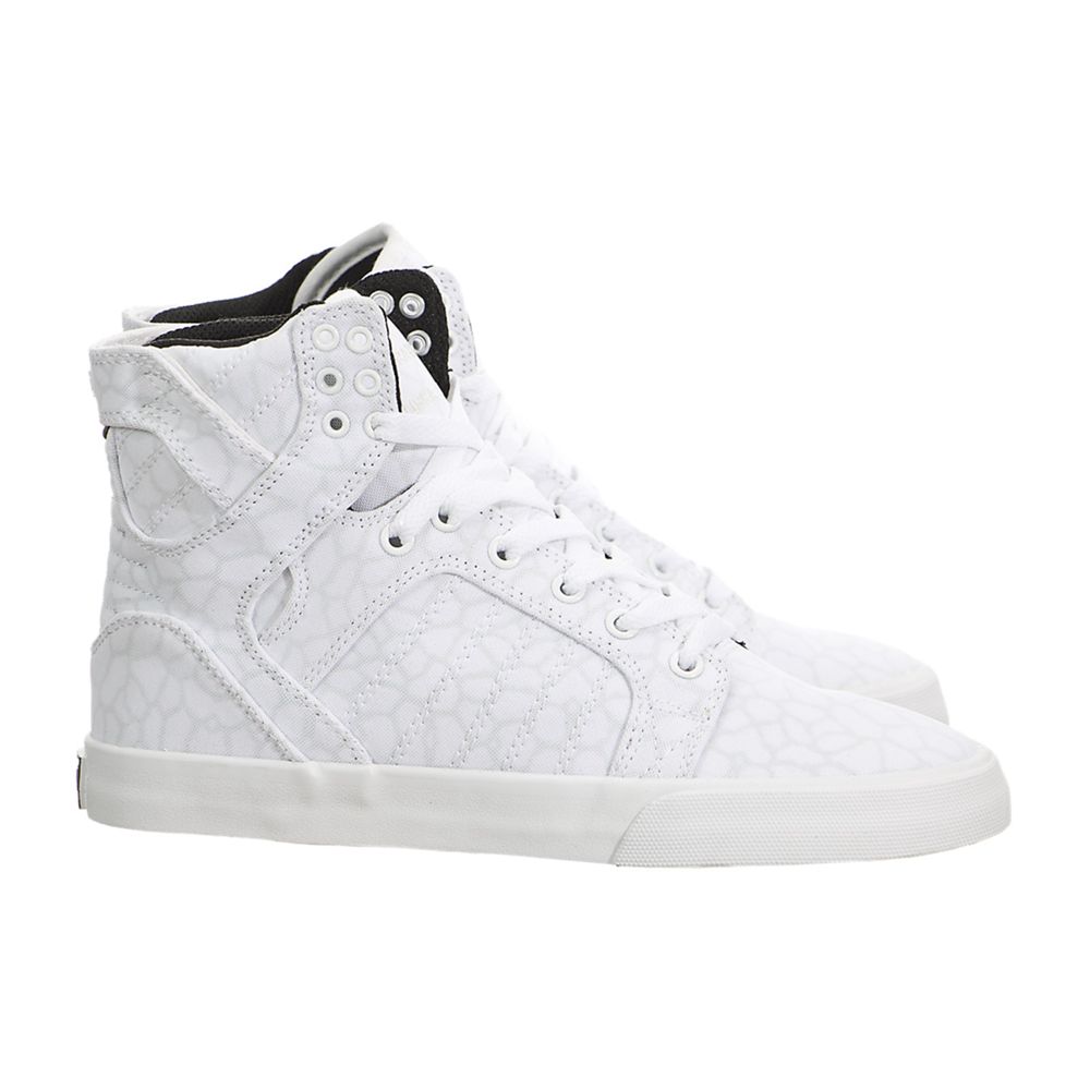 Baskets Montantes Supra SkyTop Blanche White/Cheetah-White Femme | WPZ-21673659